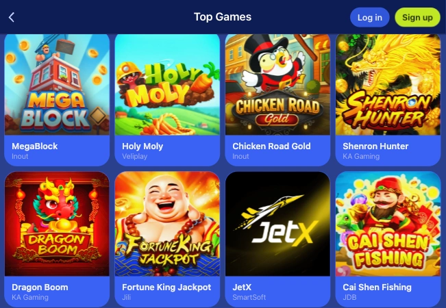Skrin permainan slot terpopular DK88 memaparkan jubin permainan yang paling banyak dimainkan